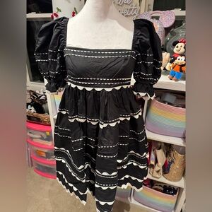 Jeanie Ric Rac Baby Doll Dress-Black NWT size Small